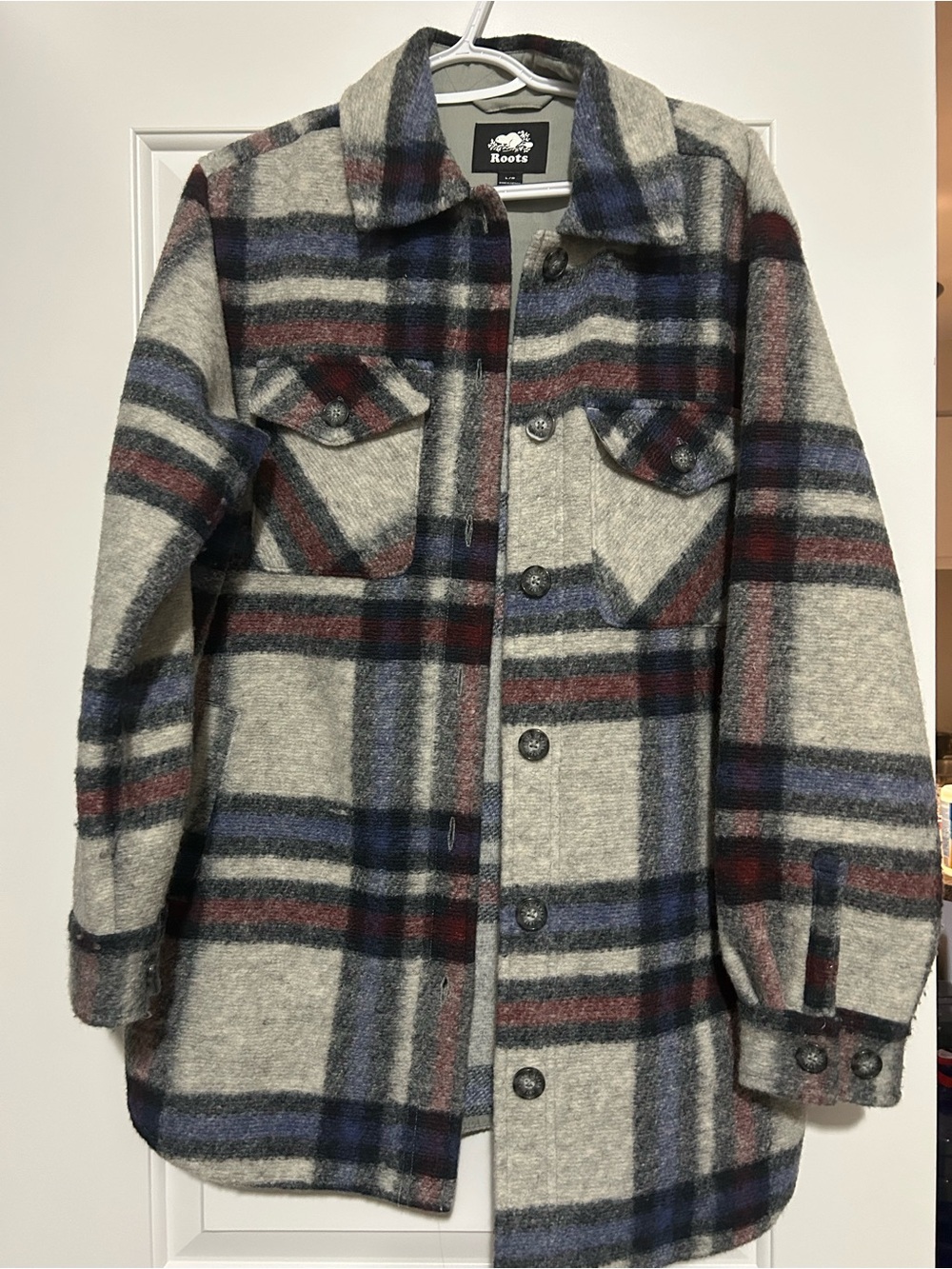 Roots Plaid Wool-Blend Pea Coat